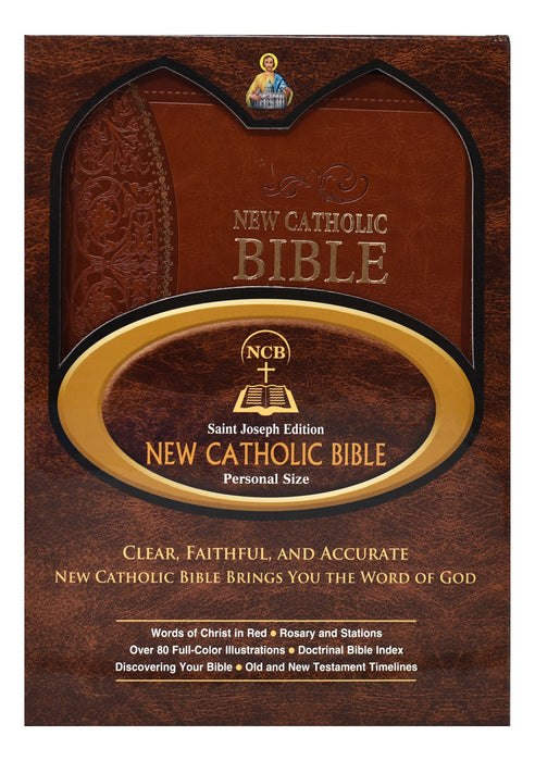 Brown Leather St. Joseph New Catholic Bible - Personal Size