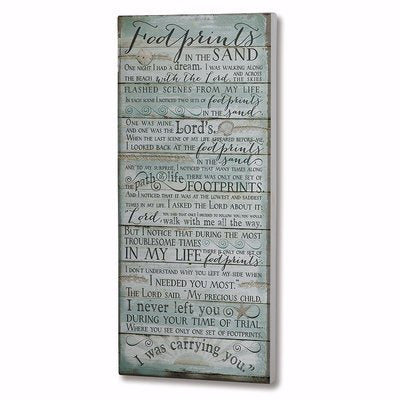 Footprints in the Sand Wood Plaque 10x20