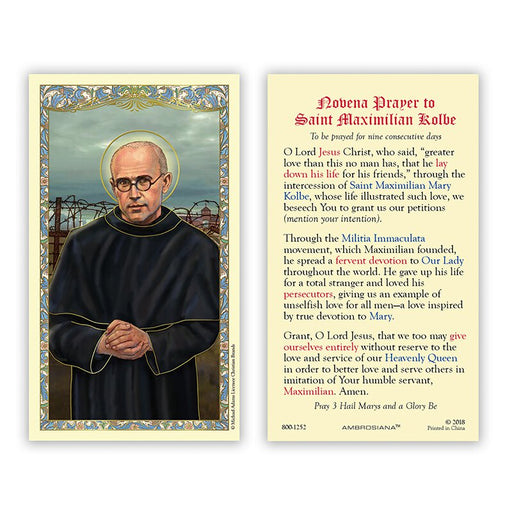 St. Maximilian Kolbe Laminated Holy Card