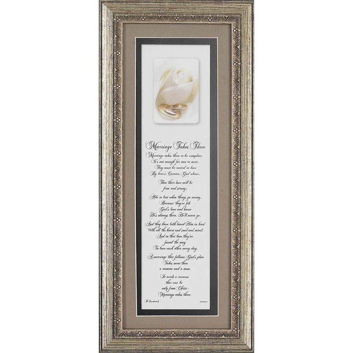 Marriage Takes Three Framed Wall Decor 8" x 18"