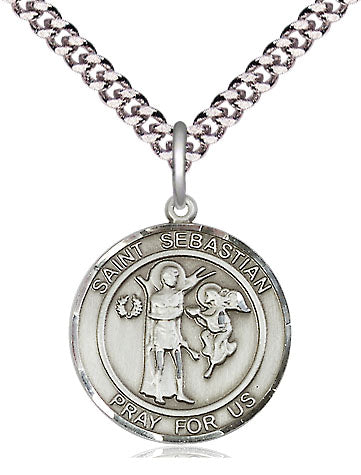 St. Sebastian Medal w/ 24" Chain - Sterling Silver