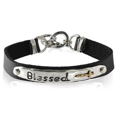 Blessed Black Leather Bracelet