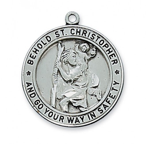 St. Christopher Medal w/ 24" Chain - Pewter