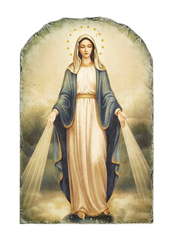 Our Lady of Grace Arched Tile Plaque w/ Stand