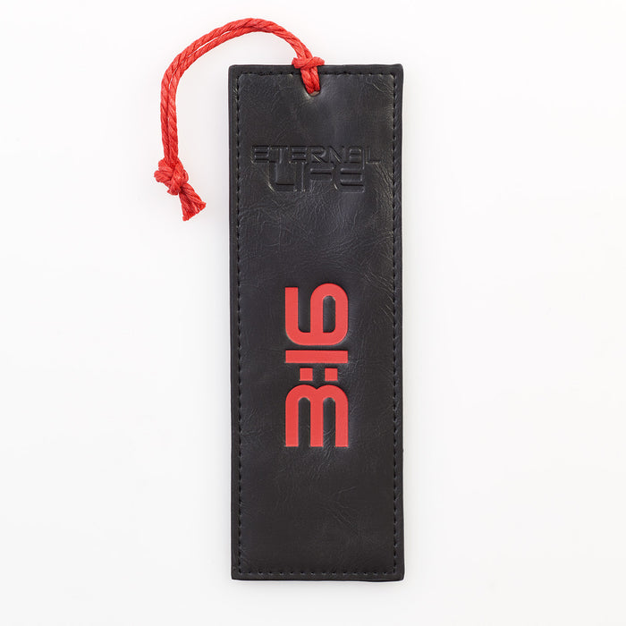 Black "Eternal Life" Faux Leather Pagemarker / Bookmark