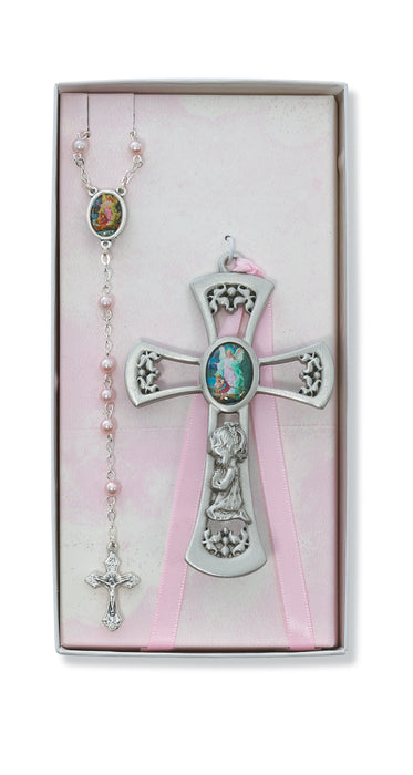 Baby Cross and Rosary Set / Pink