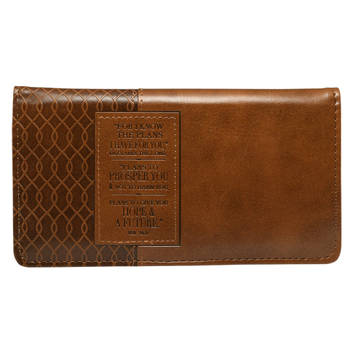 For I Know the Plans Brown Leather Checkbook Cover