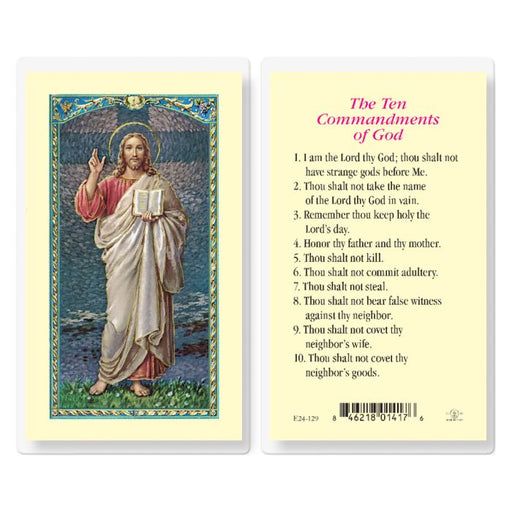 Ten Commandments Laminated Holy Card