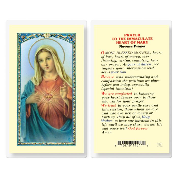 Immaculate Heart of Mary Novena Laminated Holy Card