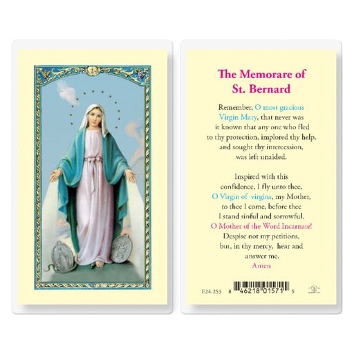 Our Lady of Grace "Memorare" Laminated Holy Card
