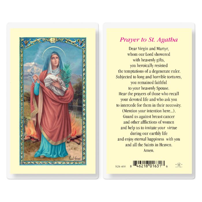 St. Agatha Laminated Holy Card