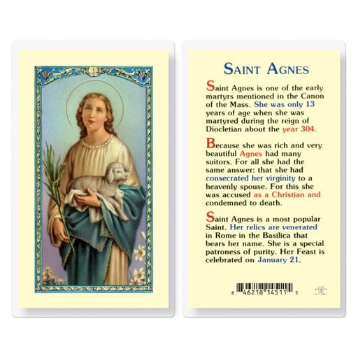 St. Agnes Laminated Holy Card