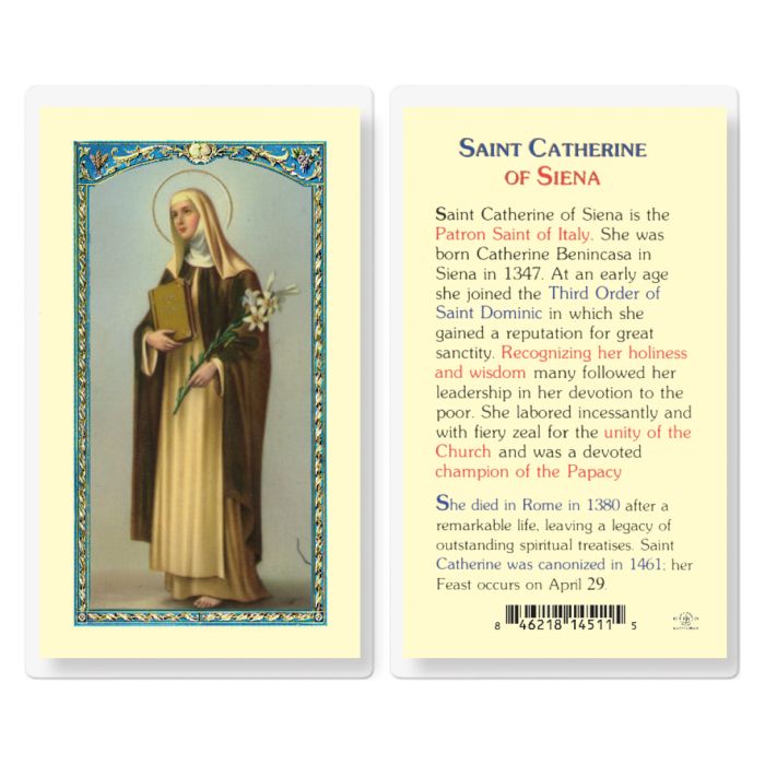 St. Catherine of Siena Laminated Holy Card