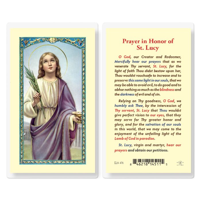 St. Lucy Laminated Holy Card