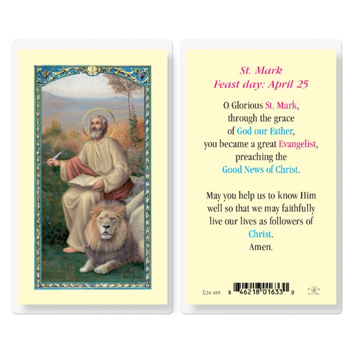St. Mark the Evangelist Laminated Holy Card