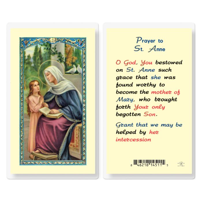 St. Anne Laminated Holy Card