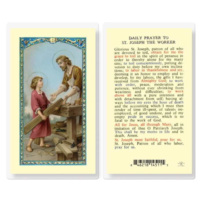 St. Joseph the Worker Laminated Holy Card