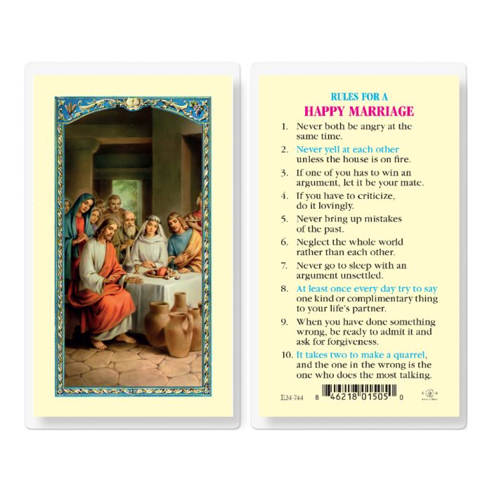 Rules for a Happy Marriage Laminated Holy Card