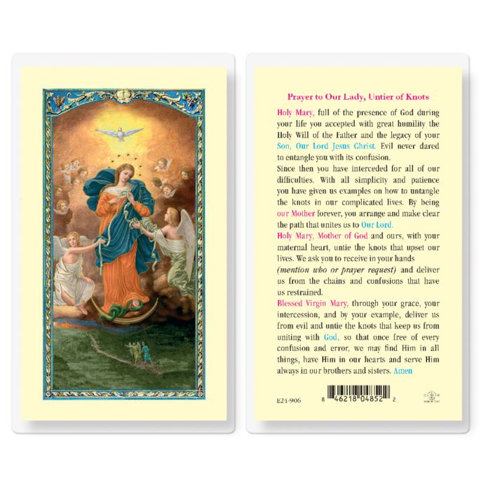 Our Lady Untier of Knots Laminated Holy Card — St. Patrick's Gifts & Books