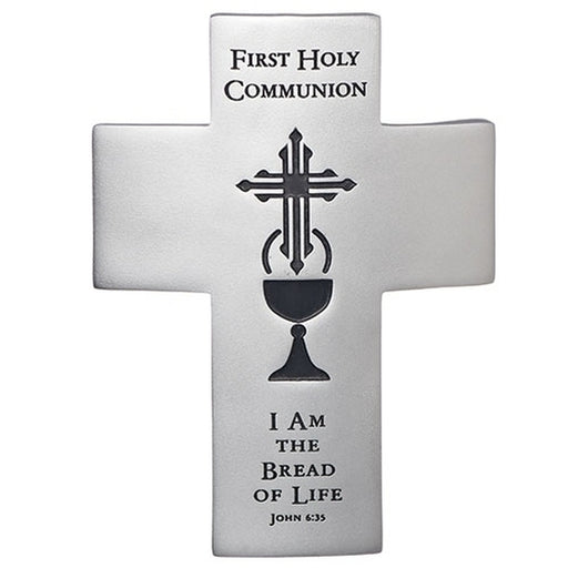 First Holy Communion Bread of Life Silver Tone Wall Cross