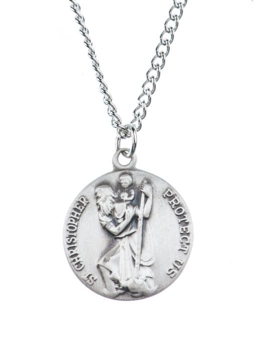 St. Christopher Medal w/ 18" Chain - Sterling Silver