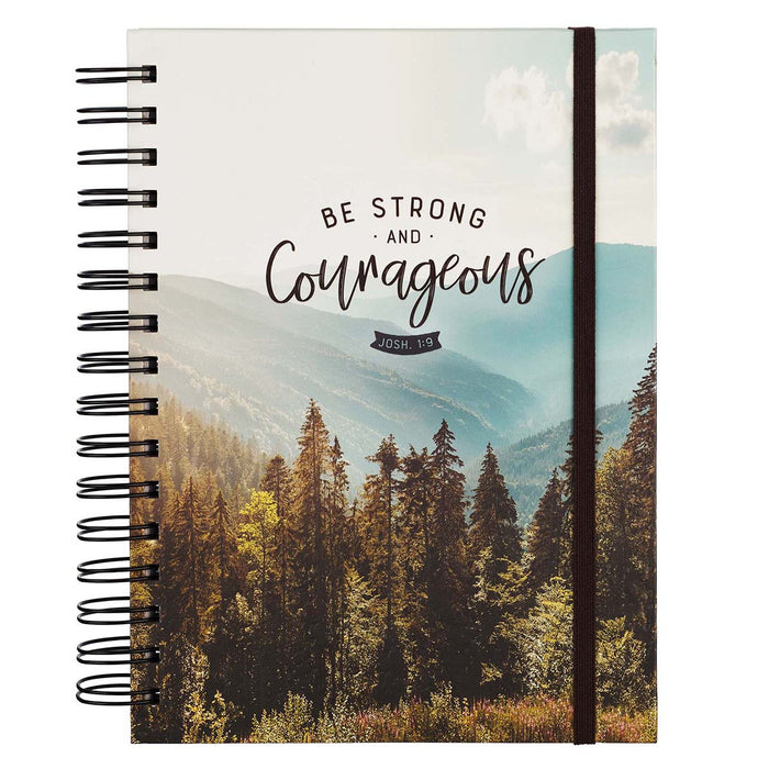 Be Strong and Courageous Large Wirebound Journal with Elastic Closure