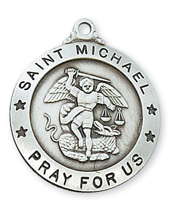 St. Michael Sterling Silver Medal w/ 24" Chain