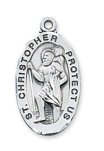 St. Christopher Oval Medal w/ 24" Chain