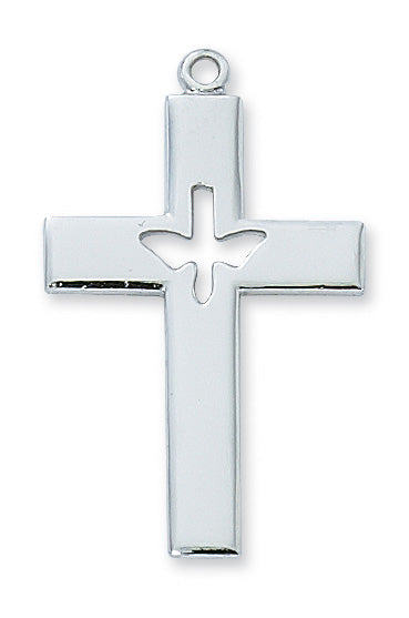 Cross w/ Dove and 24" Chain - Sterling Silver