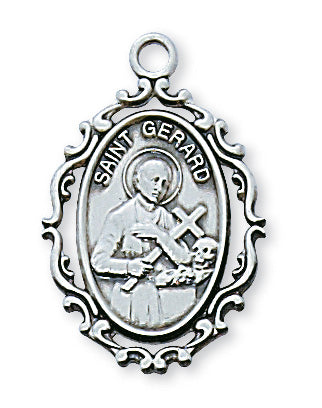 St. Gerard Engraved Medal w/ 18" Chain - Sterling Silver