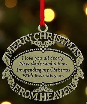 Merry Christmas from Heaven Ornament - Gold