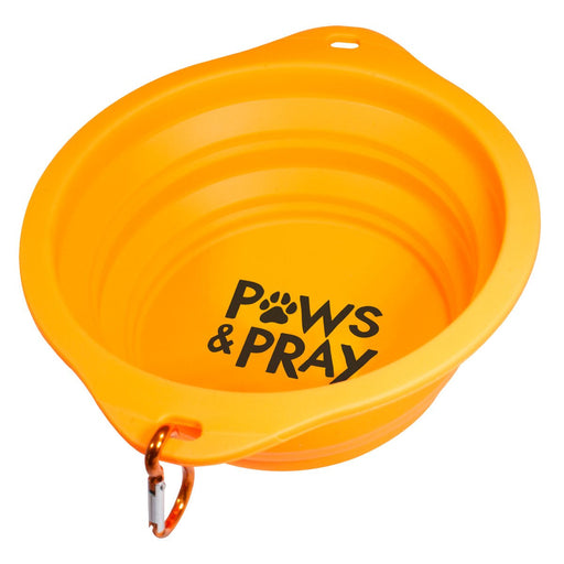 Paws & Pray Pet Collapsible Bowl - Orange