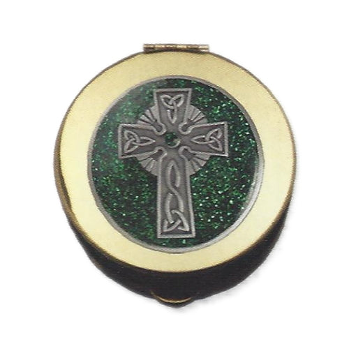 Celtic Cross Pyx w/ Green Enamel
