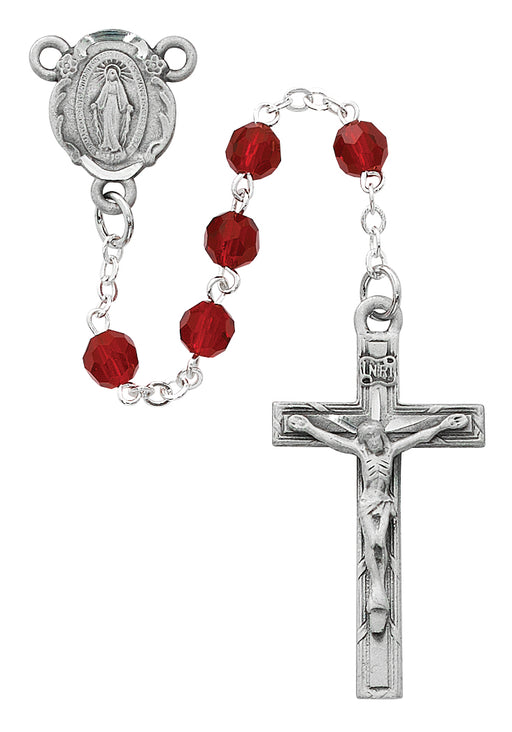 Pewter Garnet 6mm Bead Rosary