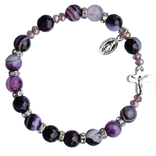Genuine Purple Agate Rosary Bracelet 8mm