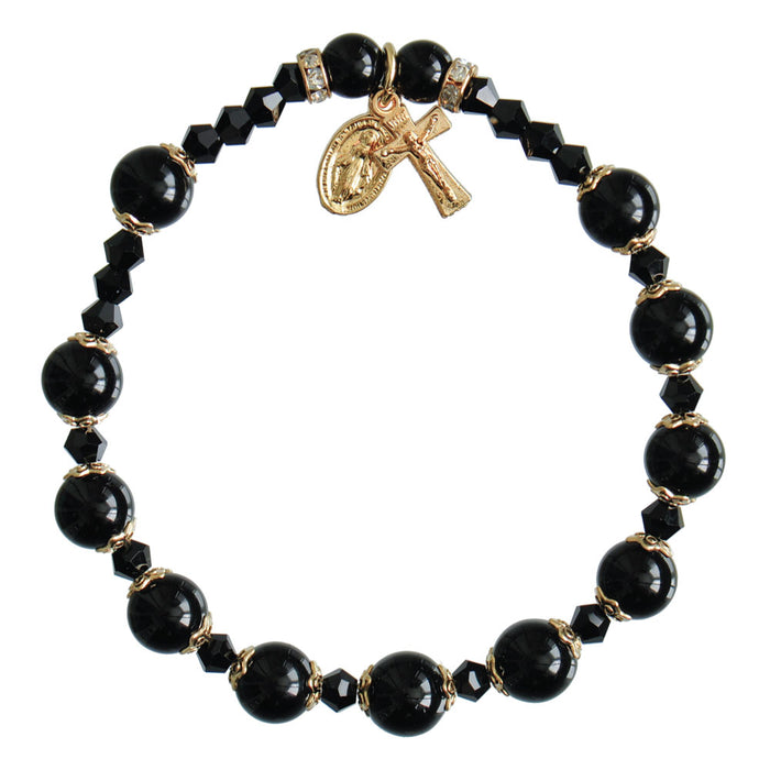 Genuine Black Onyx Rosary Bracelet 8mm