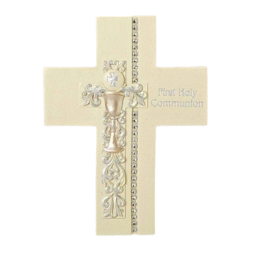 First Holy Communion Cross w/ Gems and Chalice Design
