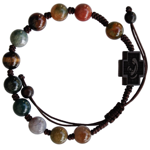 8mm Adjustable Multicolor Onyx & Jujube Wood Rosary Bracelet