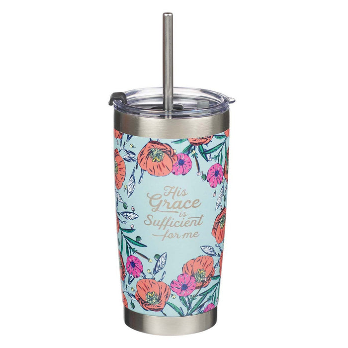His Grace Stainless Steel Tumbler With Reusable Stainless Steel Straw