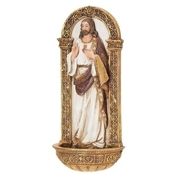 Sacred Heart of Jesus Holy Water Font 7.25"