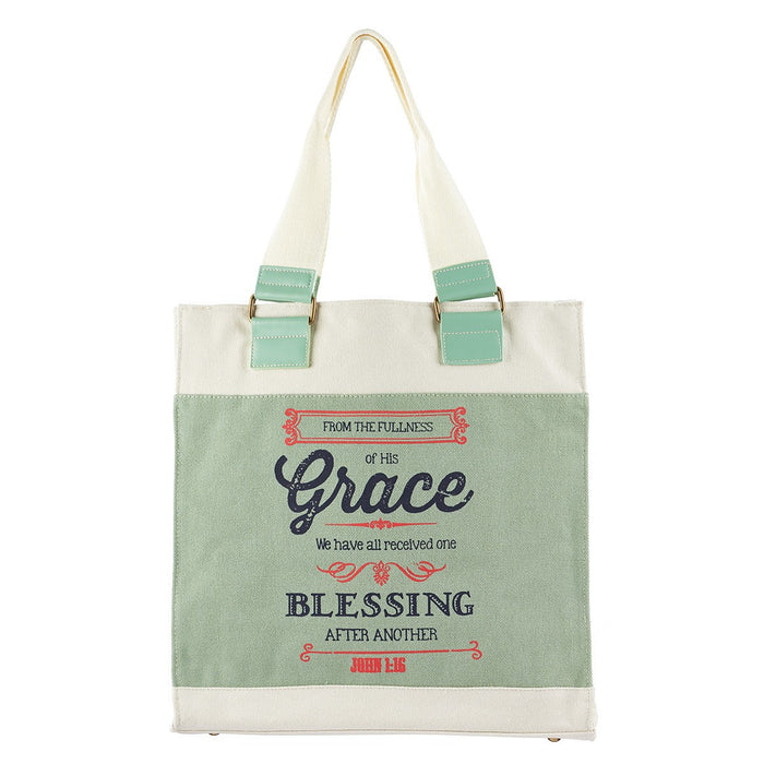 Grace Retro Blessings Canvas Tote Bag - John 1:16