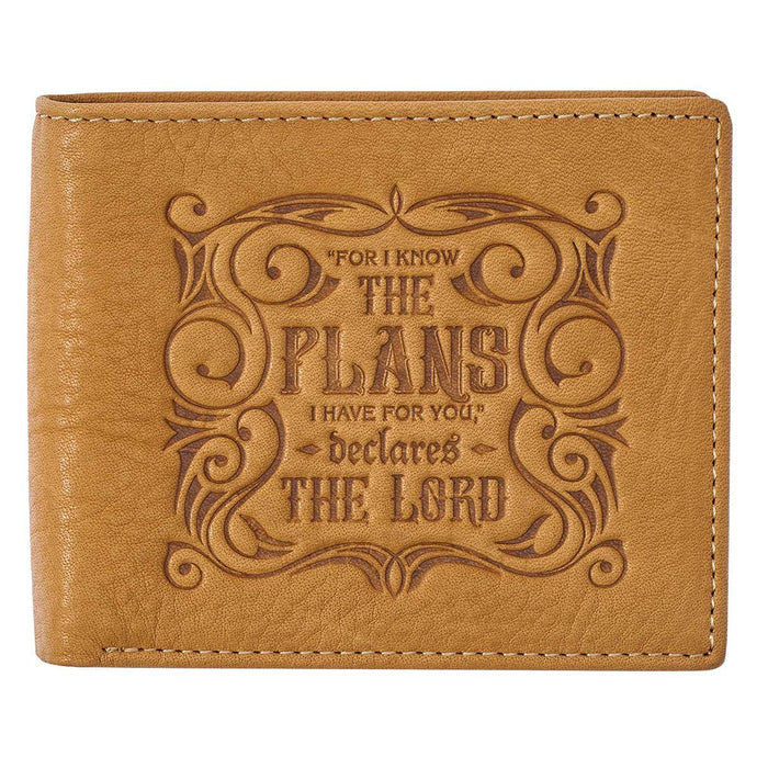 I Know The Plans Golden Tan Genuine Leather Wallet