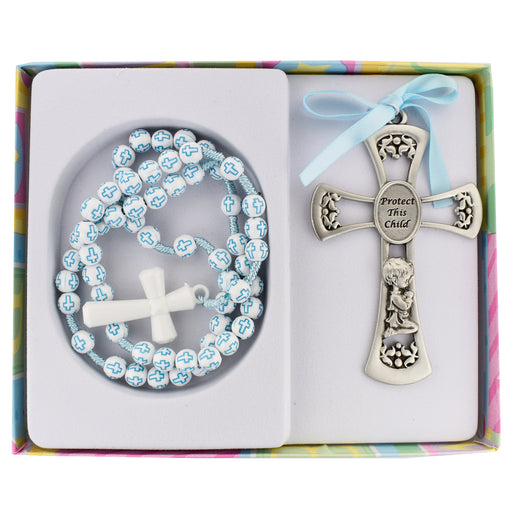 Crib Cross and Rosary Set (Boy)