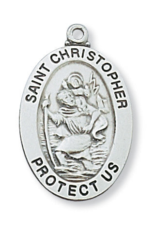 St. Christopher Medal w/ 20" Chain - Sterling Silver