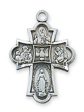 Four Way Medal w/ 18" Chain - Deluxe Pewter