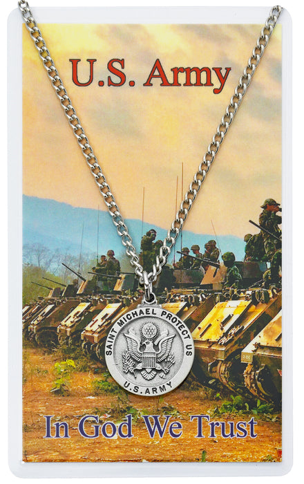 Military St. Michael Pendant and Prayer Card - Army