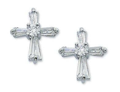 Crystal Cubic Zirconia Cross Earrings
