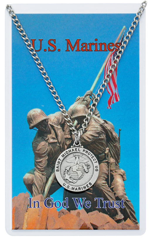 Military St. Michael Pendant and Prayer Card - Marines
