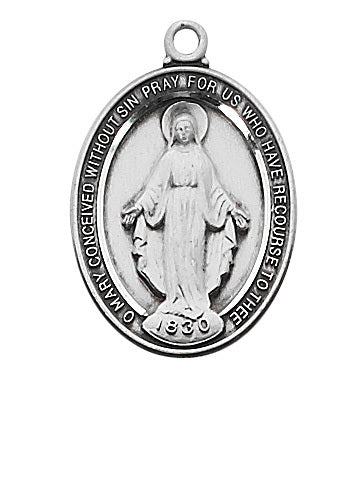Miraculous Medal w/ 18" Chain - Sterling Silver