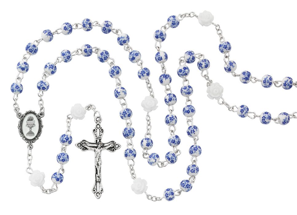 Blue Flower First Communion Rosary